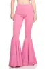 Pantalones Acampanados de Cintura Alta para Mujer Color Sólido Moda Plisados de Campana