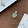 Collar con Colgante de Ágata Natural Color Jade Hielo Alto Plata S925 Incrustada Cadena para Clavícula Regalo para Mujer Fuente de Suministro para Transmisión en Vivo