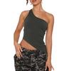 2025 Wish Export Shopee Amazon Transfronterizo Europeo y Americano Verano Color Puro Sin Mangas Habitación Individual Asimétrico Ropa de Mujer