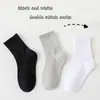 Meias Infantis Antibacterianas Sem Costura 7A, Cor Sólida para Primavera e Outono, Clássicas, Versáteis, Absorventes de Suor, Respiráveis, Antiodor, Esportivas, Meia-Calça Média