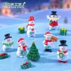 Nuevo producto transfronterizo: Paisaje en miniatura con un muñeco de nieve y Santa Claus sosteniendo un letrero, decoraciones DIY de escena de nieve, adornos de escritorio