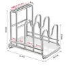 Rack de Armazenamento Multifuncional para Tampa de Panela de Aço Inoxidável, Tábua de Corte, Suporte para Facas de Cozinha, Rack de Armazenamento Integrado