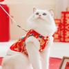 Chaleco de gatito para Año Nuevo otoño e invierno festivo Año Nuevo forro polar cálido para cachorro traje Tang ropa para mascotas gato