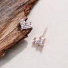 Pendientes Cuadrados de Amor Pendientes de Empalme Answer Incrustados Rubí Nano Diseño Pequeño Pendientes de Cristal Puntiagudos Aguja de Plata