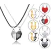 Collar de Corazón de Pareja Piedra Deseosa con Colgante de Pieza con Forma de Corazón Magnético, Creativo Collar de Corazón de Melocotón para Parejas (Par)