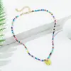 Amazon Moda Estilo Dulce Collar para Mujer Colgante de Mariposa Multicolor Cuentas de Arroz de Vidrio Joyería con Cuentas Venta al por Mayor