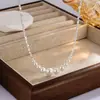Colar de Pérolas com Contas Prateadas em Degradê, com Pérolas Swarovski e Contas de Vidro, Apresentando um Design de Alto Padrão e Exquisito para Mulheres, Corrente para Clavícula de Verão