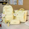 Mochilas para Meninas, Alunos do Ensino Fundamental, Alunos do Ensino Médio, Alunos do Ensino Médio, Mochilas Color Sólida para Meninas de Grande Capacidade com Múltiplos Compartimentos, Conjunto de Três Peças