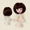 Peluca para Muñeca BJD 346 Puntos Flequillo de Seda Suave Cabello Corto Liso Bob Estilo Bebé Disfraz Cabeza Falsa