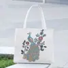 Bolso de lona bordado con hilo de oro por ambos lados de pavo real, bolso de mano con doble asa, bolsa de compras de gran capacidad, nuevo bolso de viaje de estilo étnico