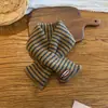 Bufanda infantil de rayas cruzadas para otoño e invierno, calentador de cuello a rayas para niñas, protector de cuello cálido tejido para bebé para el Año Nuevo para niños