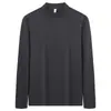Camiseta Térmica de Manga Larga con Cuello Medio Alto a Prueba de Viento Cálida para Hombre Ropa de Hombre Doble Cara de Terciopelo Cepillado Capa Interior Térmica Camisa Base de Color Liso