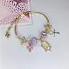 Pulsera Elegante de Aleación Galvanizada con Broche de Langosta y Trébol de Cuatro Hojas para Mujer, Más Vendida en el Sudeste Asiático, Joyería de Dibujos Animados en Stock, Hecha a Mano