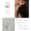 Pendientes de Aro con Colgante de Lazo Versátil Estilo Ins para Mujer, Estilo de Lujo Ligero de Gama Alta, Pendientes Delicados de Aro con Púa de Plata Inspirados en Chanel