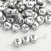 4*7mm Base de Plata Antigua Letra Negra Cuentas de Letra Acrílicas Cuentas Sueltas Accesorios para Joyería DIY Accesorios para Collares Pulseras