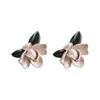 Pendientes de Laca Florales Estilo Francés Súper Asequibles, Aretes de Diseño de Nicho de Alta Gama Estilo Retro Barroco de Hong Kong