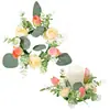Corona de velas de corona de rosa de simulación estilo europeo decoración de Navidad accesorios para ventana mesa de comedor decoración de boda flores artificiales