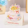 Tarjeta de Cumpleaños 3D Acuarela Transfronteriza Tarjeta de Cumpleaños Creativa Floristería Repostería Tarjeta Pequeña de Bendición de Cumpleaños