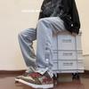 Pantalones Vibe Estilo Americano High Street Trendy Ins Negro Jeans Ajustados para Hombre Verano Casual Hebilla Pantalones Spiggy