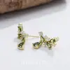 Diseño Original Pendientes de Zirconia Verde Oliva Forma de Gota Pétalo Estilo Bosque de Gama Alta Nicho Pendientes de Moda Versátiles Accesorios para Orejas