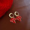 Pendientes de diamantes con diseño de dragón del zodíaco rojo de Año Nuevo, pendientes de diseño personalizado de nicho, elegantes pendientes ligeros de lujo de alta calidad para mujeres