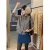 Cárdigan de Punto Retro Versátil de Doble Botonadura de Cuello Alto para Mujer, Nueva Moda Otoño e Invierno Suéter Abrigo Holgado de Color Sólido con Cuello Alto