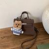 Bolso Satchel con Patrón de Lichi Bolso Kelly para Mujer Otoño e Invierno 2025 Nueva Moda Coreano Bolso Cuadrado Pequeño Bolso Cruzado con Cierre para Mujer