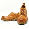 Zapatos de Cuero Goodyear para Hombre, Zapatos Derby Casual de Negocios, Suela Moderna de Cuero Genuino, Zapatos Hechos a Mano para Hombre de Piel de Caballo Lavada Vintage