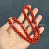 Alternativa asequible a la Ágata Roja del Sur, pulsera de cuentas estilo vintage de corte recto, pulsera rojo caqui, pulsera de cuentas redondas de jade similar al cuarzo al por mayor