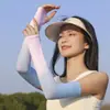 Mangas de Hielo de Color Sólido para Hombre, Mangas para el Brazo con Protección Solar, Mangas de Verano con Protección Solar, Mangas de Seda de Hielo Anti-UV para Ciclismo, Mangas de Verano