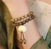 Pulsera Creativa de Sándalo Verde y Loto, Pulsera de Sándalo Verde con Loto Tallado, Cuentas Budistas de Estilo Étnico, Pulsera para Parejas