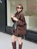 Elegante Gabardina de Longitud Media con Cuello Alto y Cinta Fruncida para Mujer, Nueva Versión Coreana 2026, Top Holgado Adelgazante