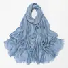 Bufanda larga plisada de rayón teñido irregular de un solo color popular de Xiyin para mujer, versátil, suave, transpirable, pañuelo para la cabeza de color sólido, estilo delgado