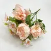 Ramo de crisantemo artificial estilo europeo, peonía, mango pequeño, flor de seda, flor artificial, decoración, estilo INS, flor pequeña, orquídea, peonía