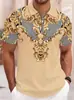 Camisa de Manga Corta de Moda de Verano para Hombre con Solapa y Cremallera Camisa de Manga Corta Estilo Réplica de Lujo Barroco Verano Exterior