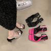 Sandalias de tacón alto con diseño de nicho francés, zapatos de hadas, novedad de verano 2024, zapatos de falda con punta cuadrada y tacón fino en la parte trasera.