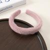 Diadema de peluche de conejo de imitación dulce coreana, estrecha, sencilla y esponjosa, para otoño e invierno, pinza para el cabello de color sólido para mujer, accesorios para el cabello al por mayor