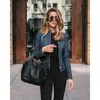 Vendedor Popular de eBay Amazon wish Nueva Llegada Venta Caliente Moda Femenina Otoño Invierno Traje Blazer de Cuero PU
