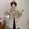 Abrigo de Lana de Doble Botonadura de Diseñador para Mujer Invierno Nuevo Estilo Coreano Petita Chaqueta de Lana de Longitud Media