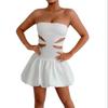 Saia Elegante da Moda Primavera com Recortes Florais Bud Europeia e Americana Sexy Moda Tomara-que-caia Sem Mangas Tubinho Justo Vestido Saia