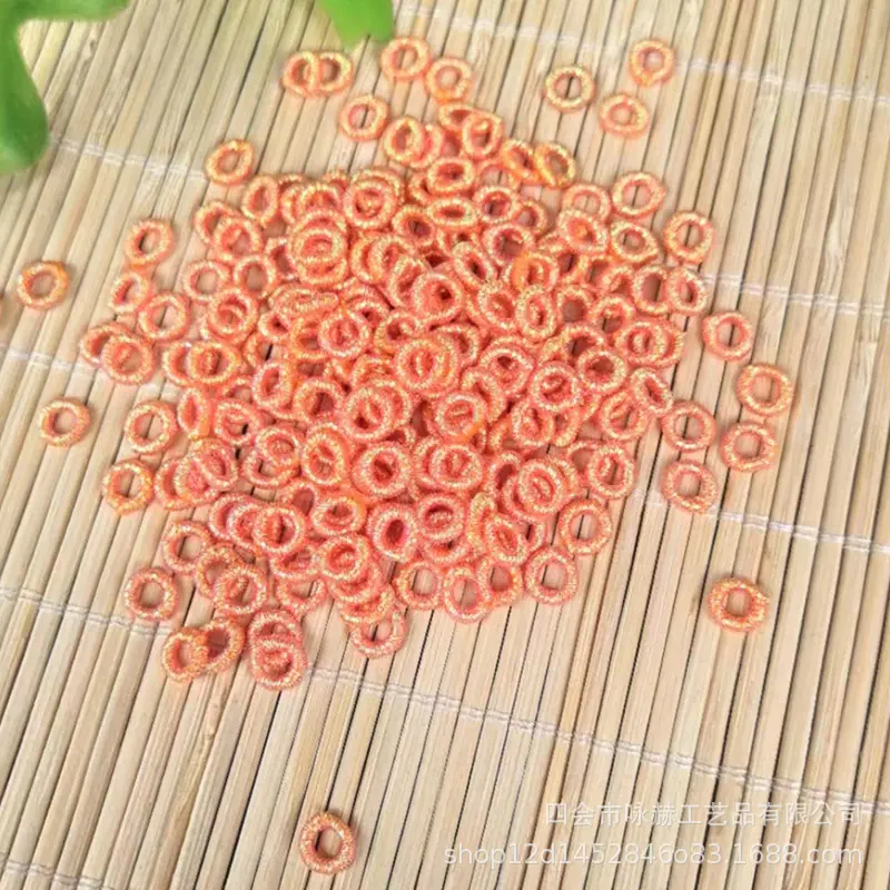 浅橘红金银线圈