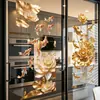 Pegatinas de Vidrio de Pez Koi Dorado y Loto para Cocina y Baño, Pegatinas Estáticas para Puertas de Inodoro, Decoración para Inauguración de Casa