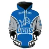 Sudadera para Hombre Moda Primavera y Otoño Fútbol NFL Impresión Digital 3D Sudadera con Capucha para Pareja Estilo Moderno para Hombre