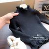 [en stock suéter para bebé niña suéter invierno nuevo niñas estilo occidental combinable oreja de madera elástico grande rayas de canalé