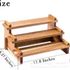 Prateleira de Armazenamento de Bolo de Madeira Maciça Prateleira de Armazenamento de Temperos de Três Camadas para Cozinha Prateleira Escada para Exibição e Organização de Temperos