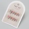 Puntas de Uñas Portátiles con Borde Dorado Estilo Francés, Tendencia en Tiktok, Parches de Uñas Hechos a Mano, Desmontables, Uñas Postizas Trendy de Lujo Ligero