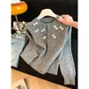 Suéter con Lazo de Perlas Otoño/Invierno 2026 Nuevo Estilo Coreano Cárdigan de Punto Holgado Ropa Exterior de Moda para Mujer