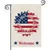 Popular Bandera de Jardín del Día de la Independencia de Amazon Perro Estrella Estampado Material de Lino Bandera Decorativa Americana para Exteriores
