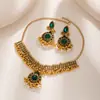Juego de Collar y Aretes de Metal Transfronterizo Estilo Retro Europeo y Americano Corte Francés Perla Gotas de Agua Joyería Exagerada Mujer Venta al por Mayor