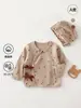 Roupas de Bebê Categoria Recém-nascido um Top Stretch de Algodão à Base de Plantas Roupas de Casa de Manga Longa + Chapéu para Bebê e Crianças Anyang